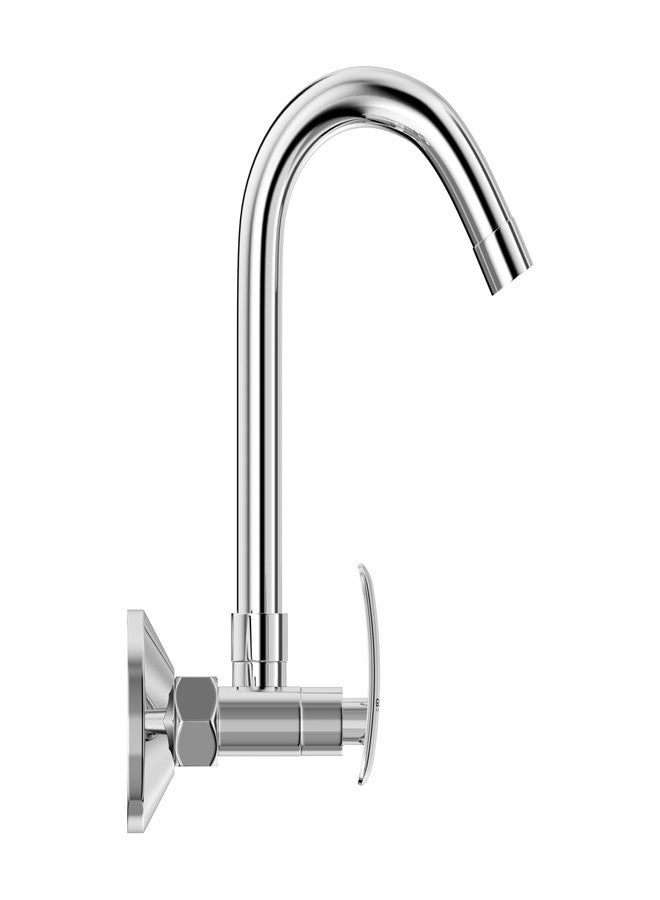 Gloxy Premium Brass 2 in 1 Hot & Cold Water Mixer Faucet with 360° Swivel Spout - Chrome Finished Heavy Wall Mount Faucet with Imperial Levers for Bathroom & Kitchen - 10 Years Warrenty - Image 5